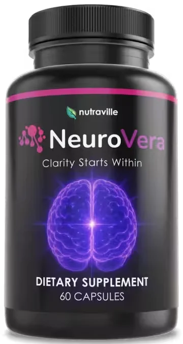 NeuroVera supplement bottle, Clarity Starts Within, dietary supplement with 60 capsules